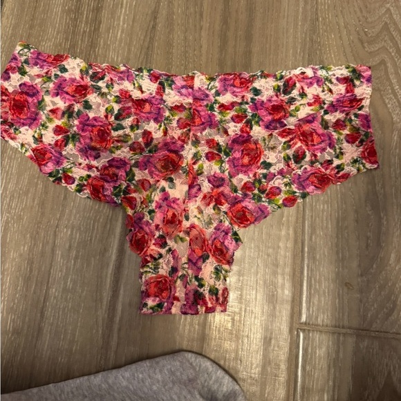 VICTORIA SECRET ROSE PINK/RED FLORAL THE LACE UP LACIE CHEEKY PANTY SIZE XL - Picture 12 of 15